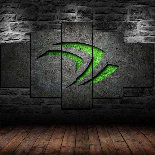 AI Chip Logo Gaming Room Posters 5 Pcs Canvas Picture Print Wall Art Canvas Painting Wall Decor for Living Room Poster Framed