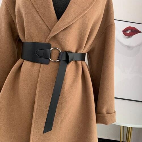 New Leather Women Belt High Quality Designer Buckle Wide Waist Strap All-match Lady Dress Coat Sweater Decorative Waistband