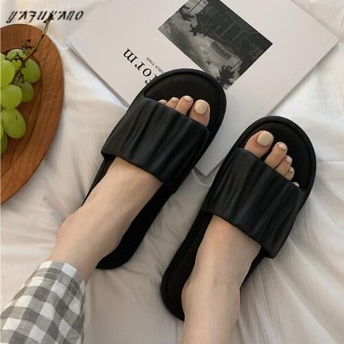 Simple Fashion Non-Slip EVA Slippers Summer Shoes Indoor Home Bathroom Soft Bottom Light Sandals And Slippers Pleated Slides