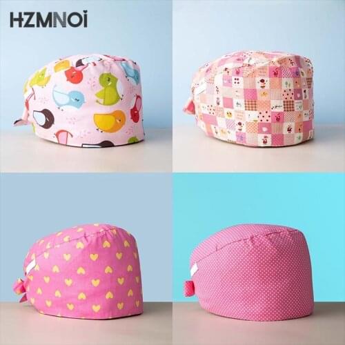 Multicolor Printing Female Nurse Cap Surgeon Surgical Cap Dental Surgical Cap Beauty Salon Chef Dustproof Scrub Cap