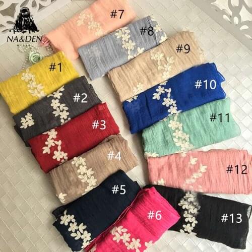 High Quality Soild flower print scarf with embroidery women scarf bandanna shawl muslim hijab head wraps 10pcs/lot fast shipping