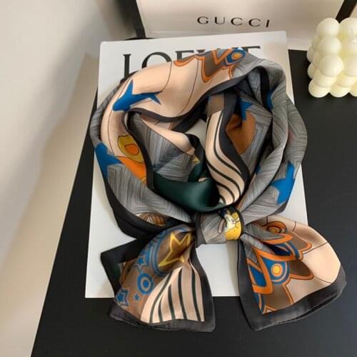 2021 spring Korean version of all-match women scarf silk hand-feel double-sided printing scarf thin section scarf 15x150cm