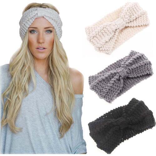 Sport Winter Warmer Yoga band Turban For Lady Women Crochet Bow Wide Stretch Hairband Headwrap Hair Accessories Dripship