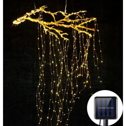 Solar Garlands Outdoor Tree Vines Waterfall Fairy Led String Light Decoration Street Living Room Garden