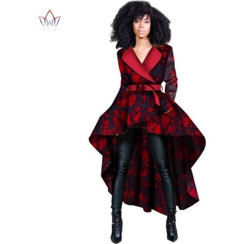 2021 Newest Style Spring African Women Traditional Top Dashiki Print Wax Elegant Riche Trench Africa Clothes for Ladies WY1397