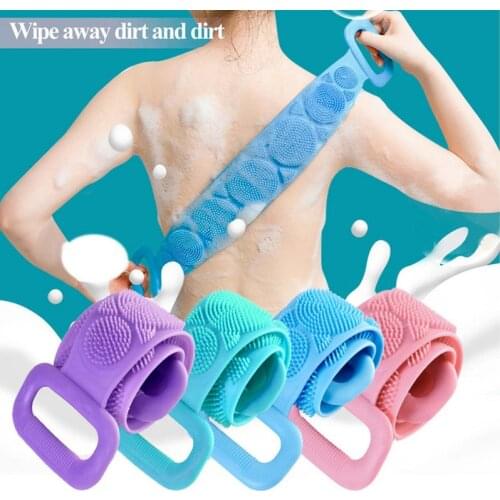 Bath Silicone Brushes Towels Rubbing Back Mud Peeling Body Massage Shower Extended Scrubber Shower Exfoliating Back Brush Belt