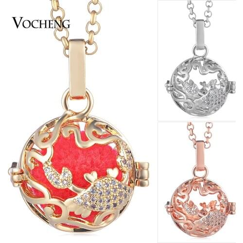 Vocheng Baby Chime Jewelry 3 Colors Cubic Zircon Harmony Caller Necklace with Stainless Steel Chain VA-366