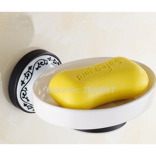 High Quality Soap Dish Holder Black Bronze Finish Soap Basket Copper Soap Dispenser Ceramic Holder Bathroom Accessories ZR2612