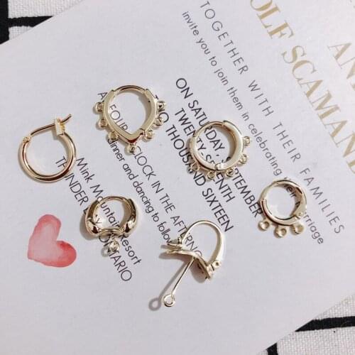 DIY jewelry accessories wholesale real gold-plated earrings multi-hole earrings connecting piece opening ring accessories