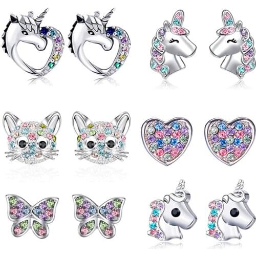 New Lucky Unicorn Cat Love Rainbow Jewelry Earrings Accessories For Women Party Jewelry Anniversary Gifts