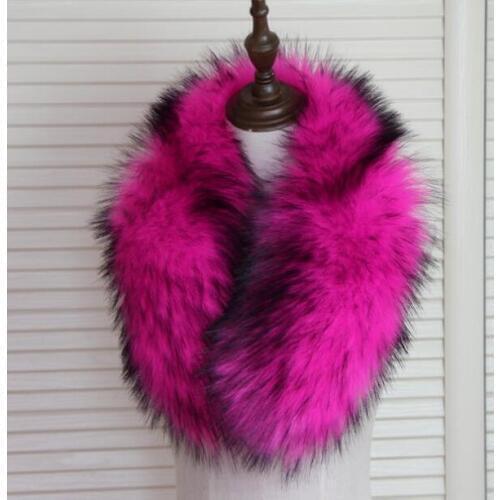 Lady Blinger faux fur scarf fake raccoon fur collar fluffy fur shawl female men winter fake collar jacket hood fur decor