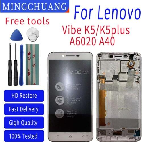 Original New 5.0" For Lenovo Vibe K5 A6020A40 LCD Screen Display Touch Panel Digitizer Assembly with Frame Replacement Parts