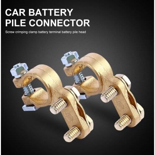 1Pair Car Battery Terminal Connector Thick Brass Top Post Terminal Wire Cable Clamp Wire Terminal Battery Connector