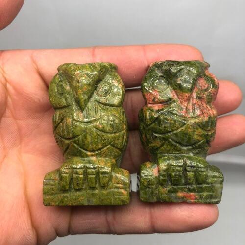 1pcs Natural quartz carved crystal owl/head healing reiki