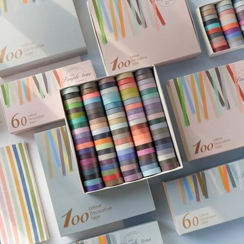 100 Colors/set 10mm Washi Masking Tape Set Colourful Rainbow Tape for DIY Crafts Journals Planners Scrapbooking