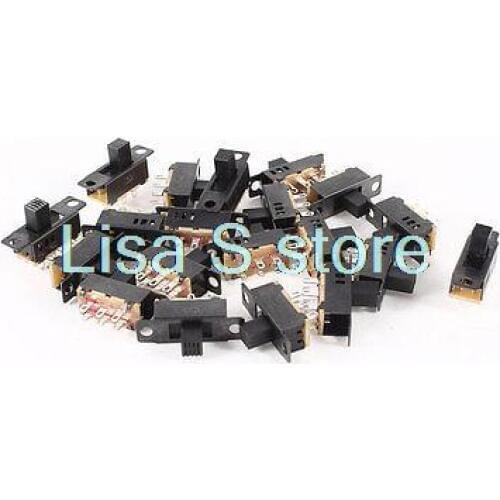 20 Pcs SS-23D32-G6 6 Solder Lug Pin 3 Position ON/OFF/ON DPDT Vertical Slide Switch