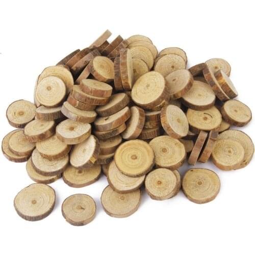 300pcs mini 15mm-25mm Wood circle Round wooden beads, Tree slices Rustic decor, Country Wood Slices Log Slices for DIY D15