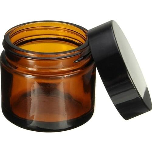 5pcs 30G Amber Glass Cream Bottle Cosmetic Sub-bottling Bottles Jars Cream Homemade Lotion Containers Eye Cream Storging