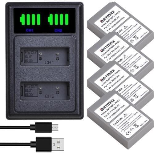 Batmax PS-BLS5 BLS-5 BLS5 BLS50 Battery+LED Dual Charger for Olympus PEN E-PL2,E-PL5,E-PL6,E-PL7,E-PM2,OM-D E-M10,E-M10 II