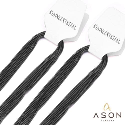 AONSTEEL 10pcs/lots 316L Stainless Steel Chain Necklace Black Color Necklaces For Pendants With Lobster Clasps Jewelry