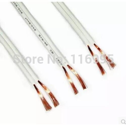 Free shipping 5 METERS Wire / lamp line / copper / white / RVB2 * 0.75 mm2 square / parallel lines / LED power cord