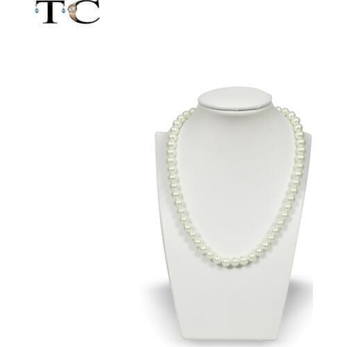 Free Shipping White PU Leather Necklace Pendant Display Holder Jewelry Display Stand 15*8.5*22cm