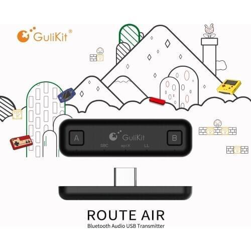 GuliKit NS07 Route Air Bluetooth Earphone Wireless Audio Adapter Type C Transmitter for the Nintend Switch,Switch Lite,PS4,PC