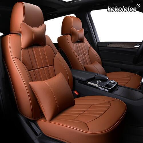 Kokololee Custom Leather car seat covers For SKODA Yeti KODIAQ Octavia Superb Fabia Rapid KAROQ KAMIQ Automobiles Seat Covers