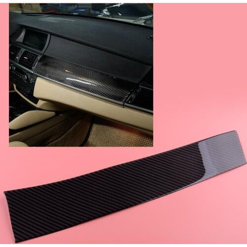 Car Carbon Fiber Black Dashboard Panel Cover Sticker Fit for BMW X5 X6 E70 E71 2008 2009 2010 2011 2012 2013 left hand drive