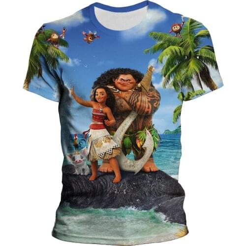 Moana Tee Shirt Male Summer Cartoon Anime Oversize T-shirts For Men Women Short Sleeve Disney 3D Print Children T Shirts