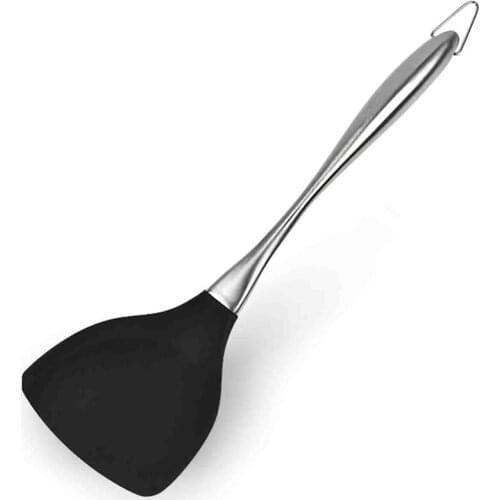 Honglida Premium Silicone Wok Turner BPA Free 600 Fahrenheit Spatula Stainless Steel Handle 14-1/5 Inch for Non Stick