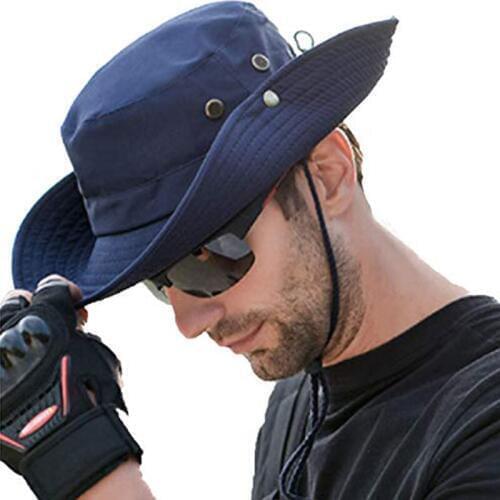 Men Sun Hat Summer Outdoor UPF 50+ Protection Wide Brim Hunting Fishing Cap AIC88