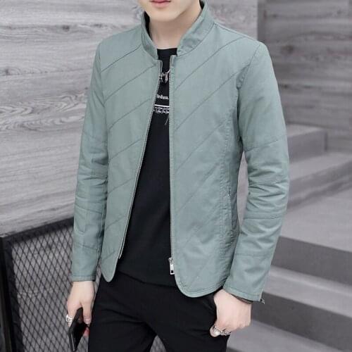 Halozeroo New Mens Spring Slim Fit Jacket Zip Up Casual Coat Cotton Male Coats Green Black Blue Size M-XXXL B33
