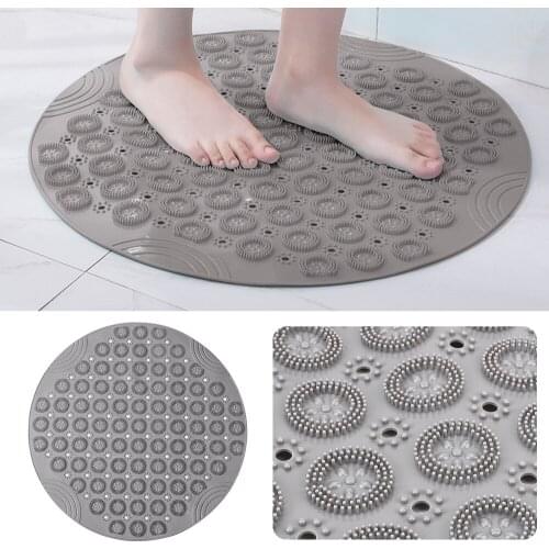 Non-slip Suction cup Round Bathroom Mat Massage Pad Floor Drainage Bath Mat Foot Brush Bathroom Carpet Shower Bath Mat