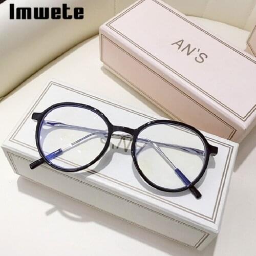Imwete Retro Glasses Frame for Women Anti-Blue Light Computer Eyewear for Men Vintage Round Prescription Optical Eyeglasses