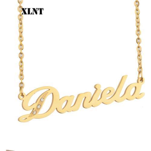 XLNT Daniela Name Necklace Customized Necklace Personalized Stainless Steel Necklace For Women Jewelry Bijoux Femme Mom Gift