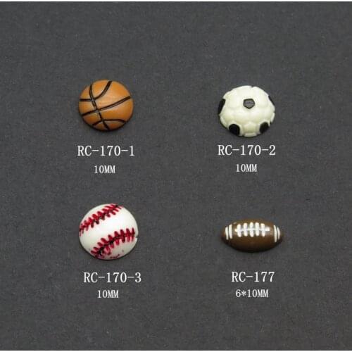RC170/177 30pcs/bag 10MM Football Soccer Baseball Resin Cartoon Deco Nail Art Decoration Nail DIY Deco