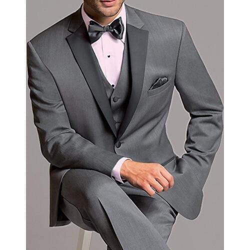 Tailor made Groom Tuxedos for Wedding Slim fit Men Suits Custom Dinner Party Male Set Jacket Pants with Vest New Style
