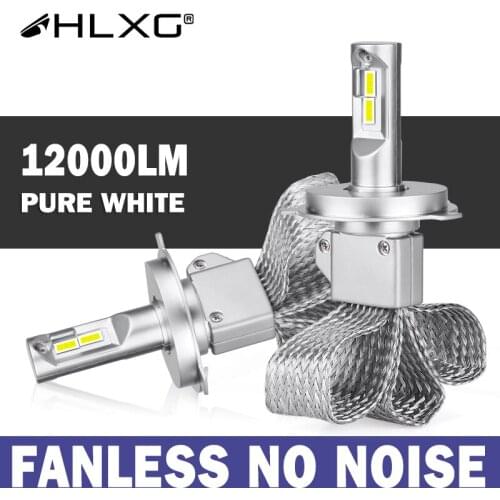HLXG CSP LED H4 H7 LED Lamps Headlight copper Auto Bulb 12V 6000K 9005 HB4 H11 H8 HB3 9006 fanless lâmpadas dos faróis Car light