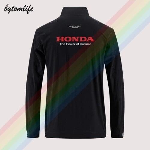 Honda Cars Logo Vector The Power Of Dream Slim Sport Jacket Mens Windbreaker Zipper Thin Jacket Back Printing Jacket Asian Size