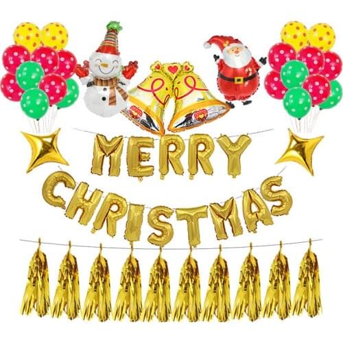 Party Decoration Aluminum Film Balloons Santa Claus Snowman Alphabet Balloon Set For Hristmas Hotel Shopping Mall Home Decor