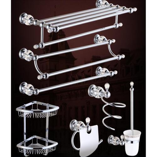 Top high quality solid brass chrome finish Bathroom Accessories Set,Robe hook,Paper Holder,Towel Bar,Soap basket,bathroom sets