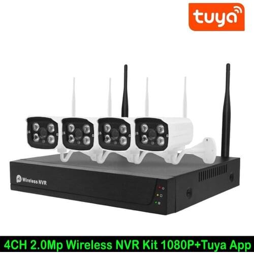 WIFI IR Camera NVR kit 1080P 2MP Wireless Surveillance System Kit Home Security IP Camera System Outdoor Support Tuya APP