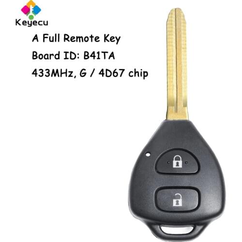 KEYECU Replacement Remote Control Key With 2 Buttons 433MHz 4D67 Chip - FOB for Toyota Hilux Vigo Tokai 2006-2011 Board: B41TA