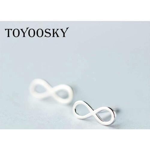 Fashion Original Jewelry 100% 925 Sterling Silver Love Infinite Infinity Symbol "8" Post Stud Earrings for Women Brincos Gift