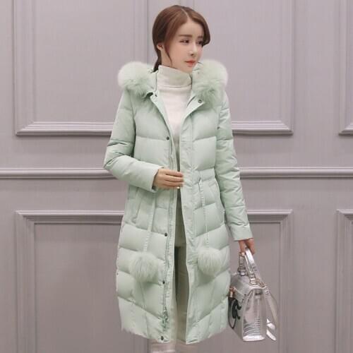 Mujer Invierno Down Cotton Coat Women Long Casual Ladies Padded Coat Fur Collar Hooded Womens Winter Outwear Fashion Zipper E88