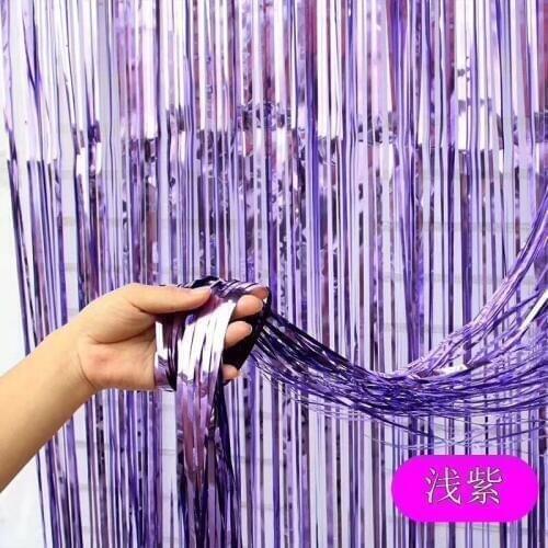 1 * 2m Purple Foil Edge Shiny Rain Curtain Birthday Party Wedding Decoration Photography Background Line Curtain Photo Props
