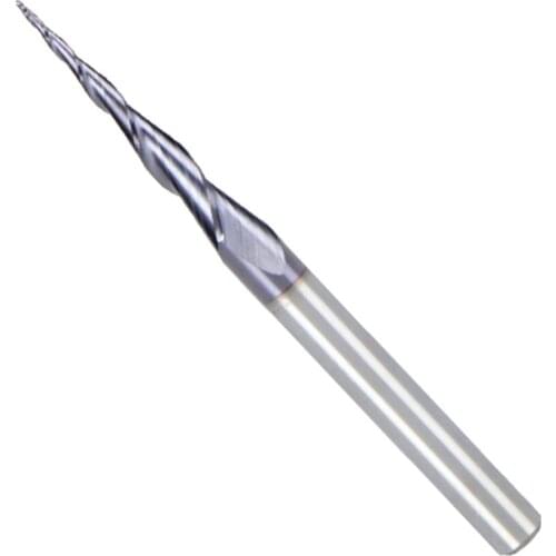 1/8 Shank CNC Carbide Ball Nose Tapered End Mill Radius 0.25mm TiAIN Coated Taper Ball Nose CNC Milling Cutter Router Bits