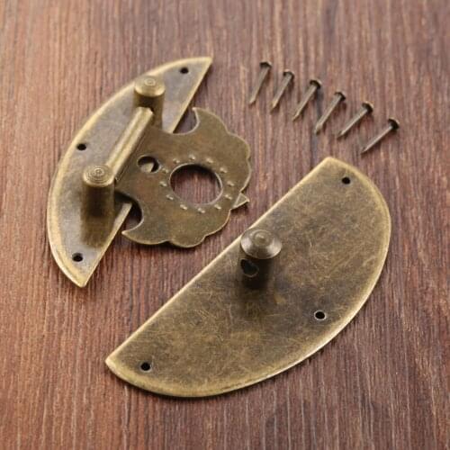 1pc 63*42mm Antique Metal Lock Decorative Latch Hasps Hook Box Cabinet Toggle Latch Hasp Hardware