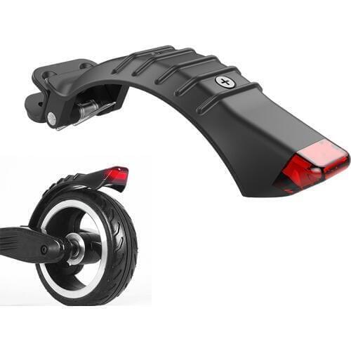 1*Rear Fender 5.5 Inch Wheel Brake Fender Black Mudguard Frame With Safe Light Power by Button Battery For Electric Bike Scooter